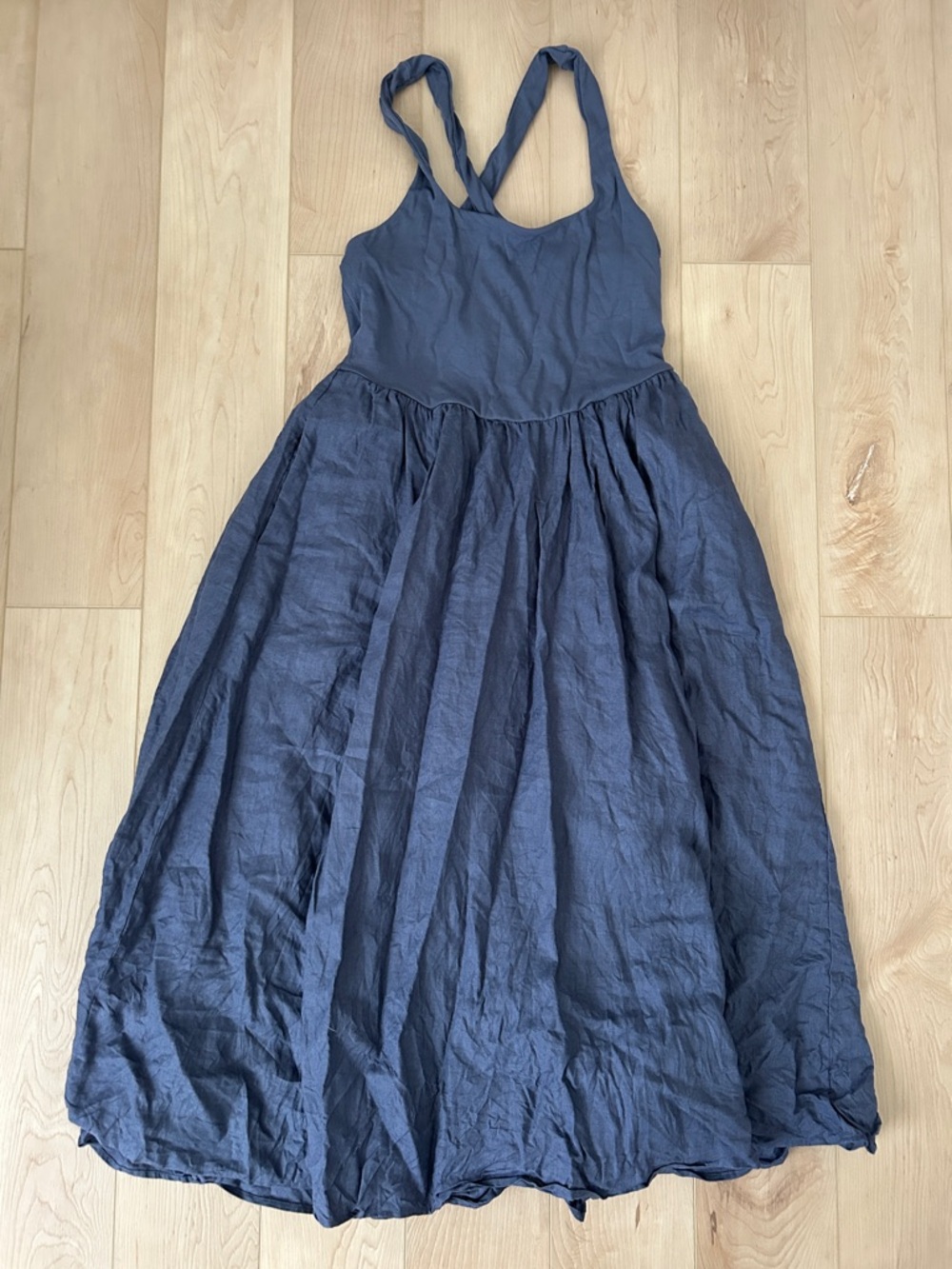 Aritzia Navy Blue Maxi Dress with Crossback Straps